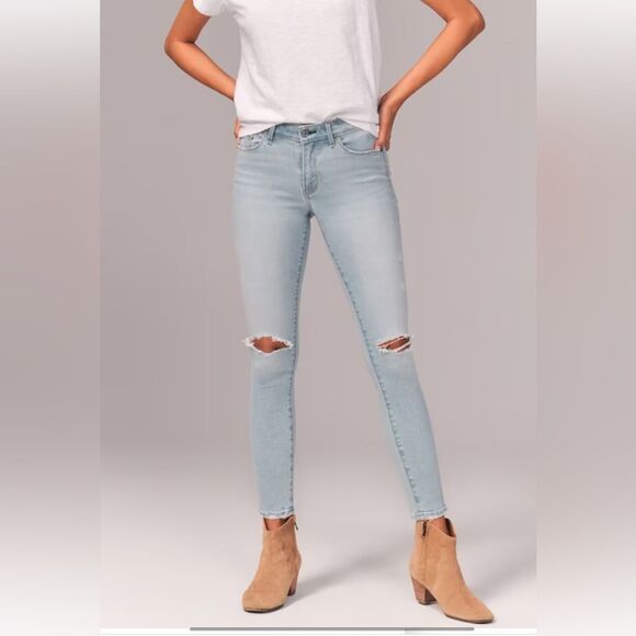 A&F Signature Stretch Denim Mid Rise Super Skinny Ankle Jean Sz 27/4S - Picture 1 of 13